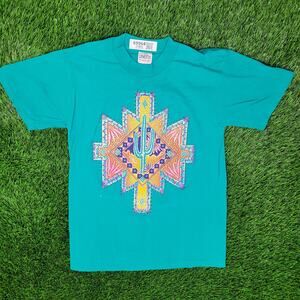 Vintage 90s Arizona Cactus Shirt Large 18x28 Blue